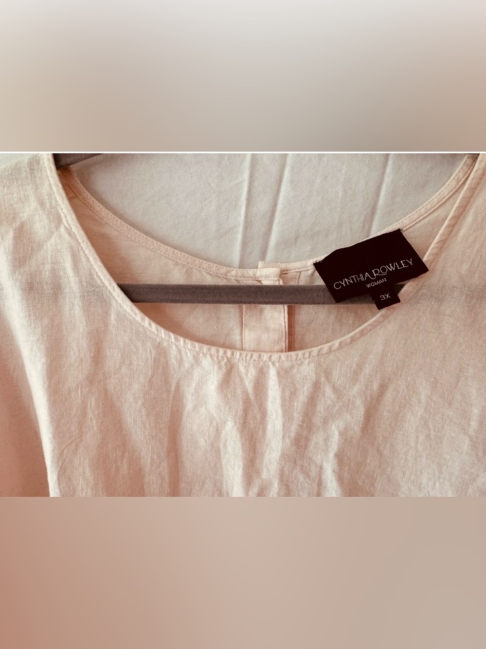 Cynthia Rowley 3X Blush Pink Lace Hem Blouse | Embroidered Boho Top - Picture 2 of 5